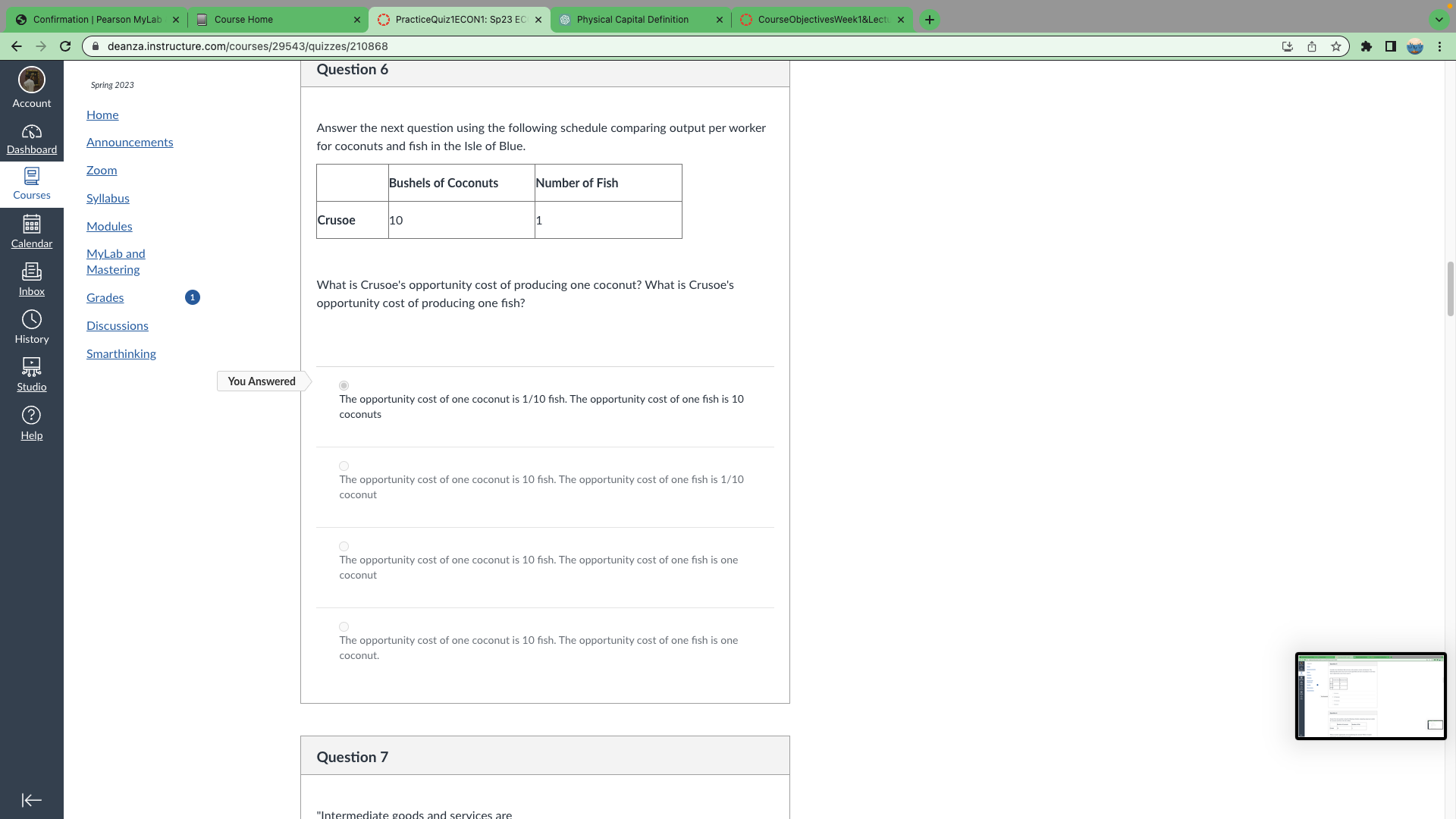 Learning: Ch 1: Economics Foundations and Models LEARN QUESTION REVIEWING 3 OF