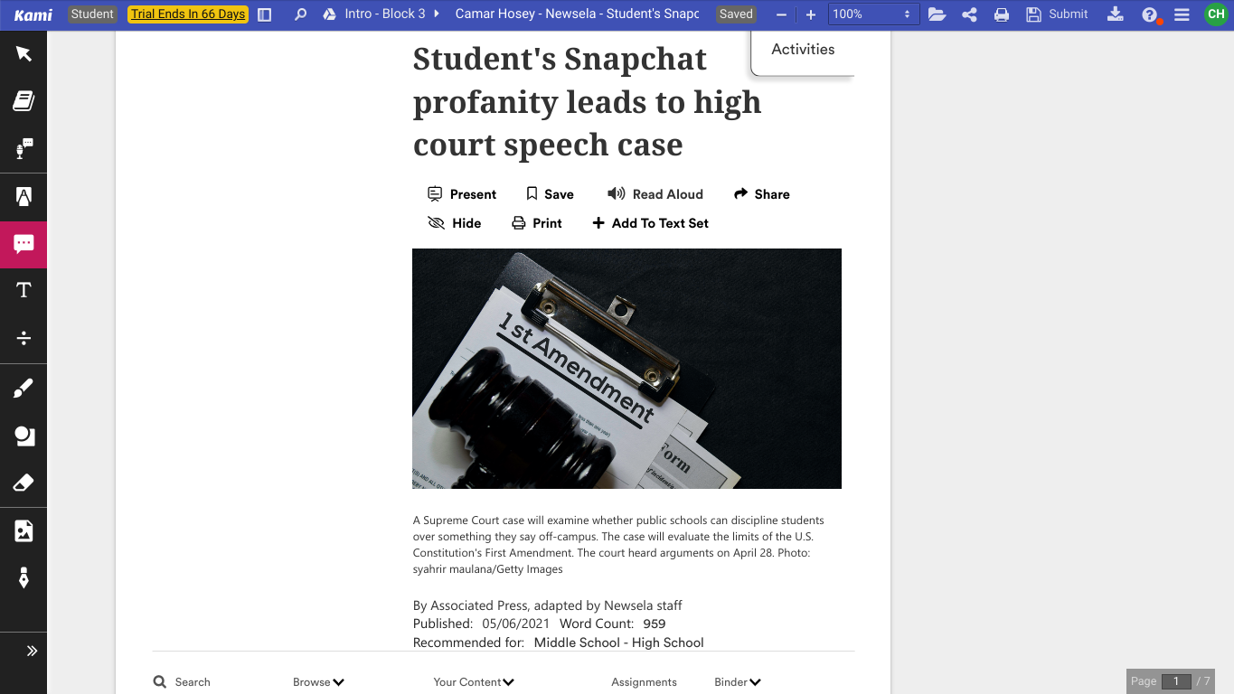 Days 1 9 /Intro - Block 3 > Camar Hosey - Newsela