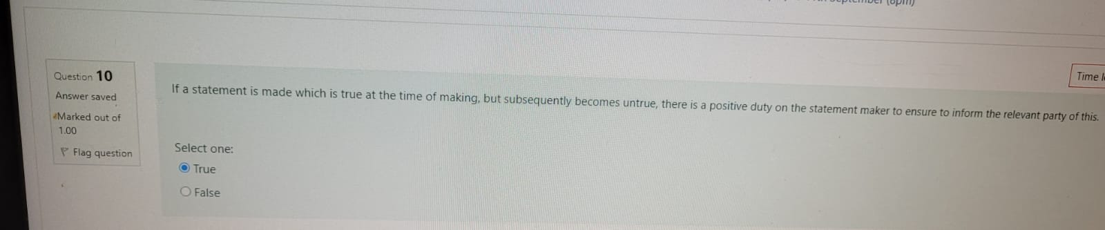 when it is made but becomes false before the contract is completed