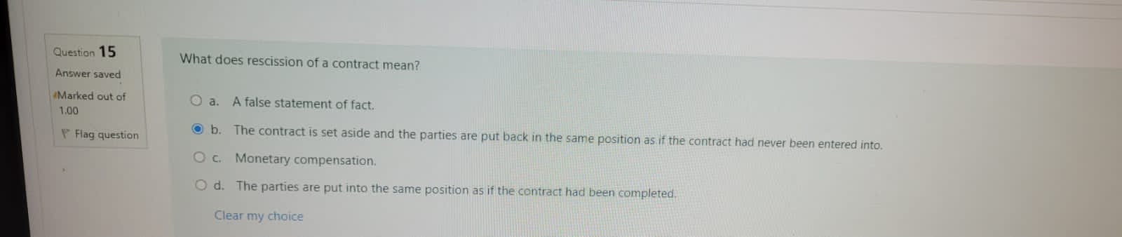 a. Sue George for the return of the vase as the contract