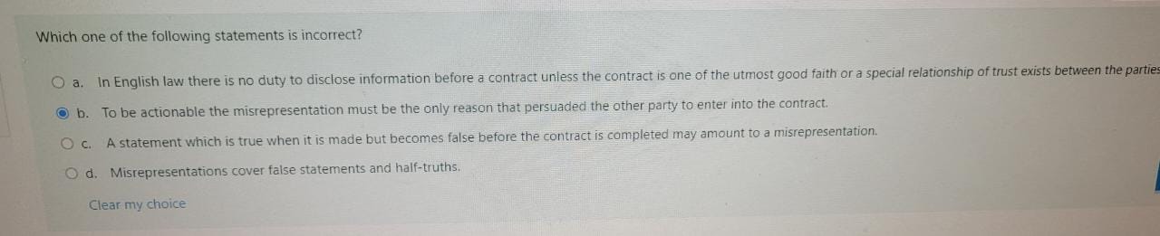 What principles of law are applicable in this case? O a. This
