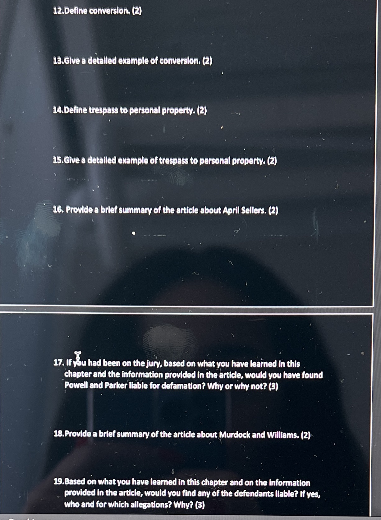  Here where the answers come use the down paragraph please! Torts