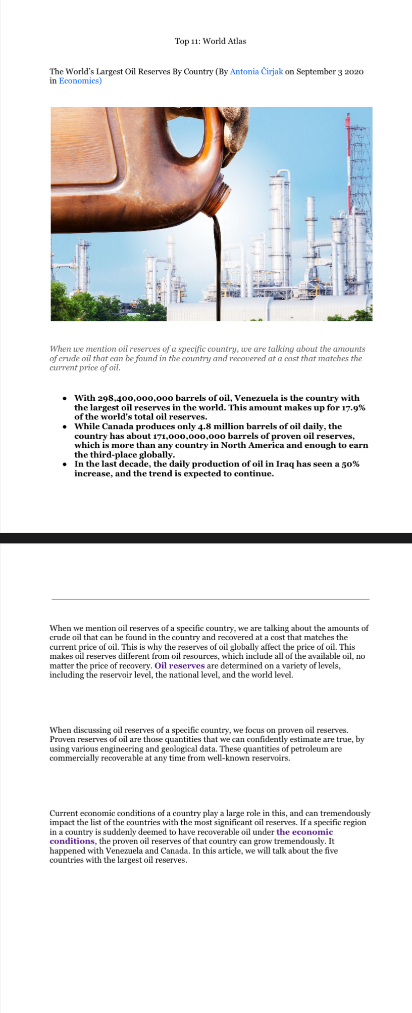 Oil Products and Standard of Living Page 475-476! 6. How much oil