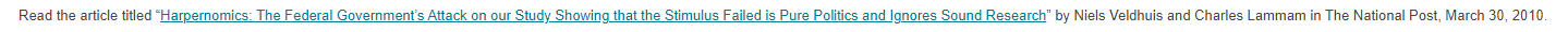 Read the article titled "Harpernomics: The Federal Government's Attack on our Study