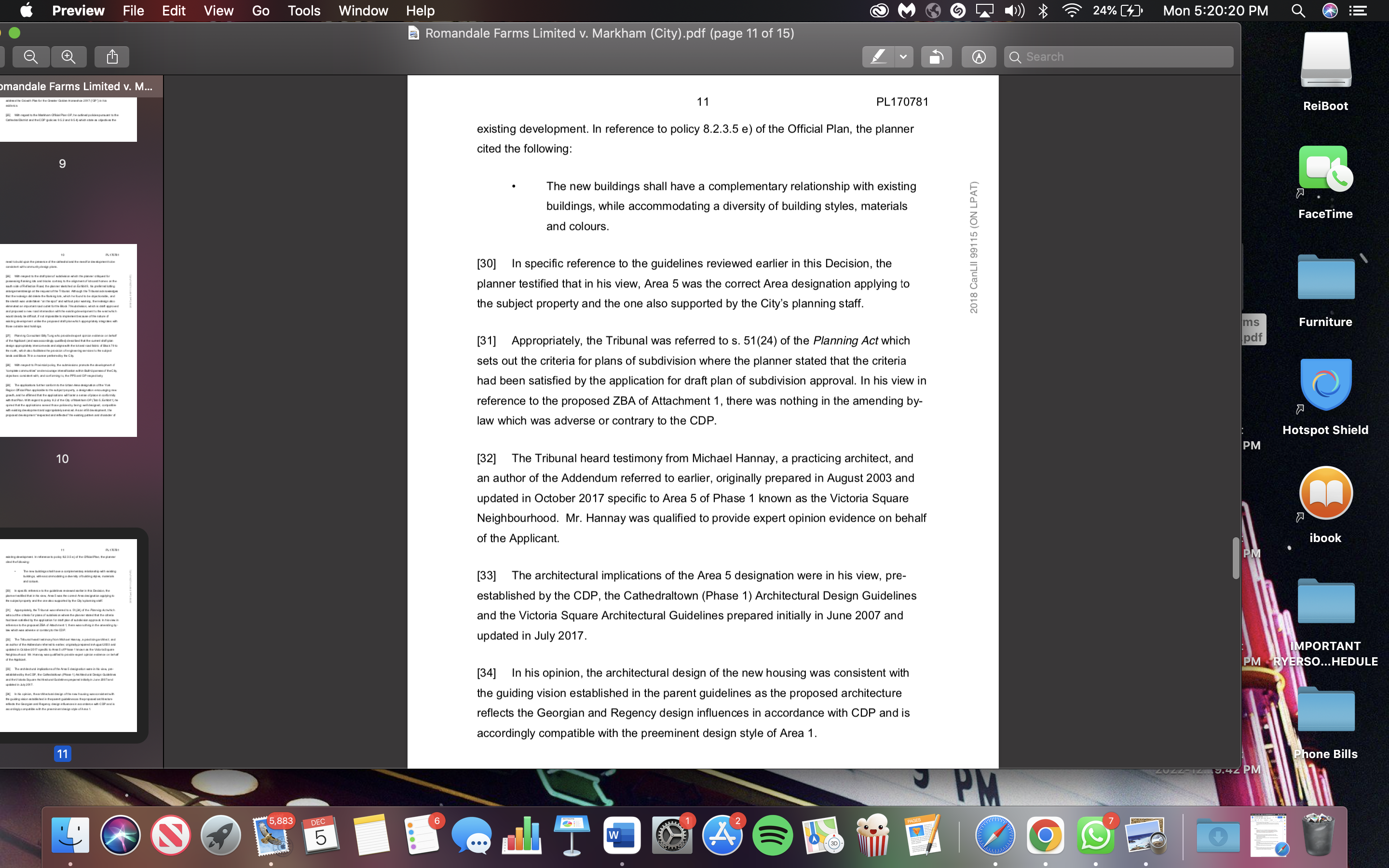 1990, c. P. 13, as amended Appellant: Romandale Farms Limited O Subject: