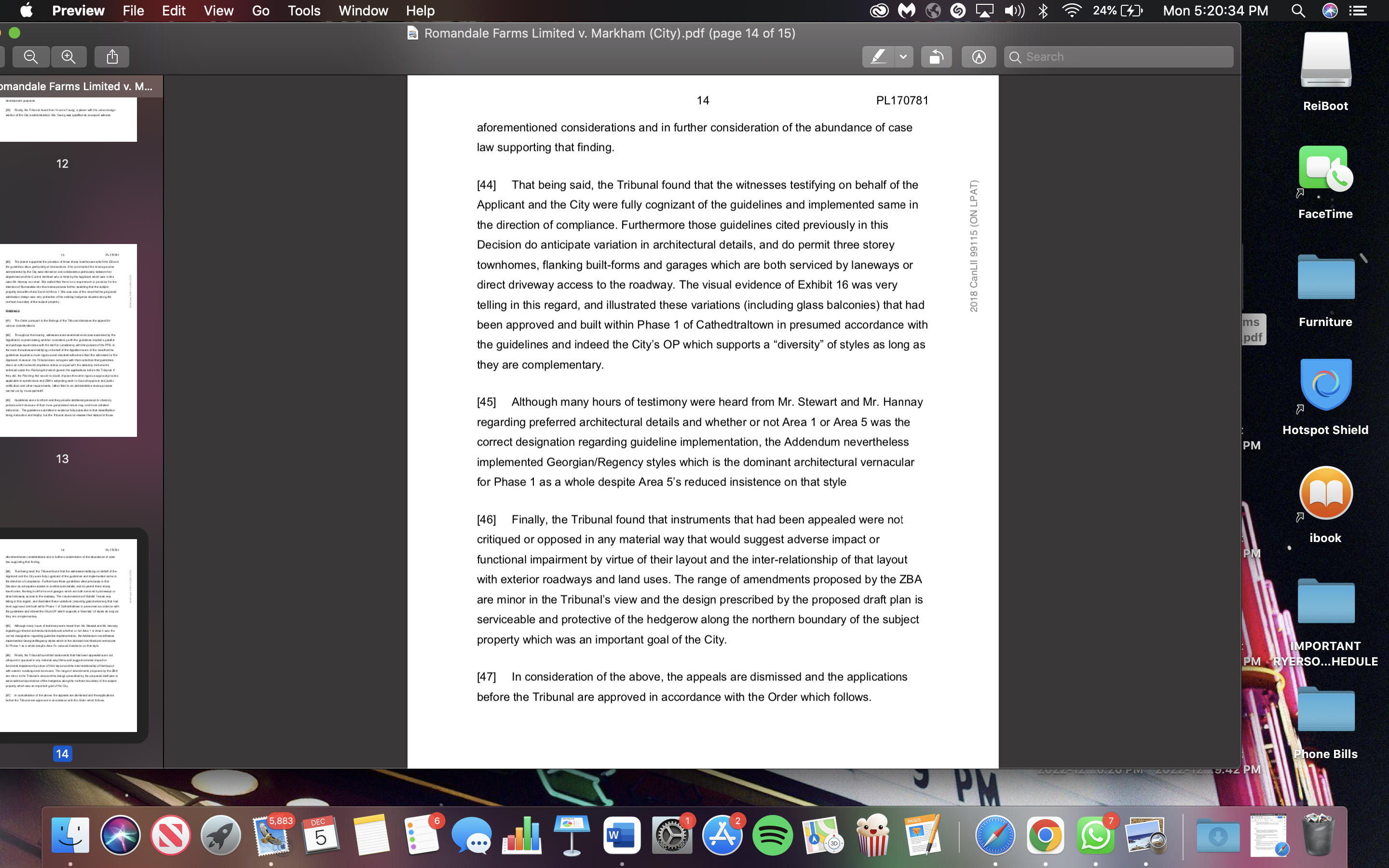 Name: Romandale Farms Limited v. Markham (City) PROCEEDING COMMENCED UNDER subsection 51(39)