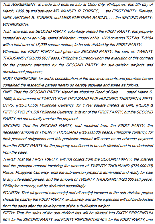 acts executed in accordance with their agreement. The Case The Petition for