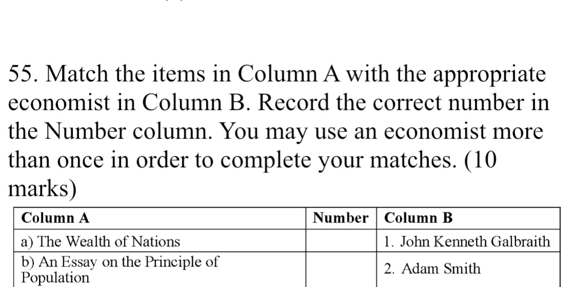 in Column B. Record the correct number in the Number column. You