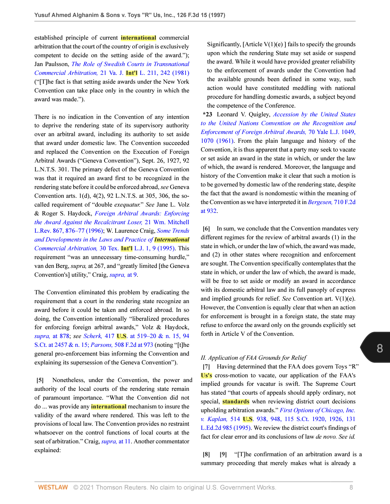 the domestic law of the state in which, or under which, the