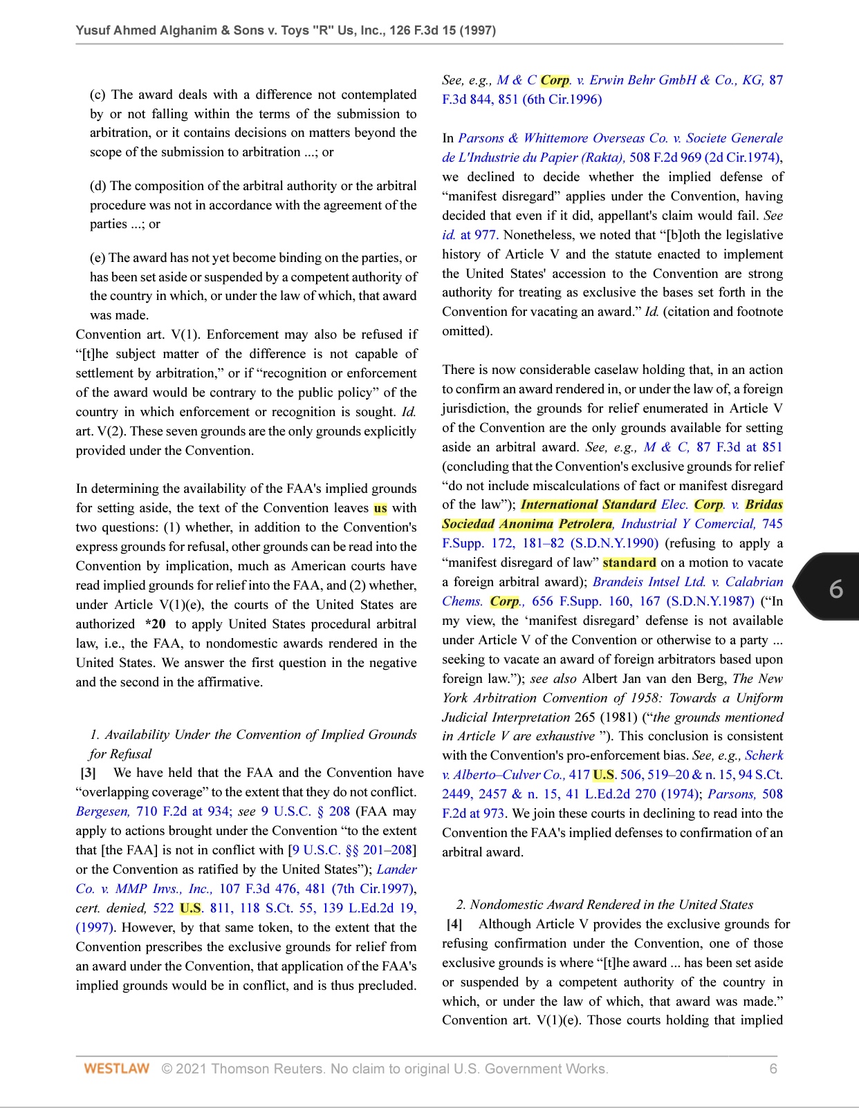 was rendered in the United States, and both conrmation and vacatur were