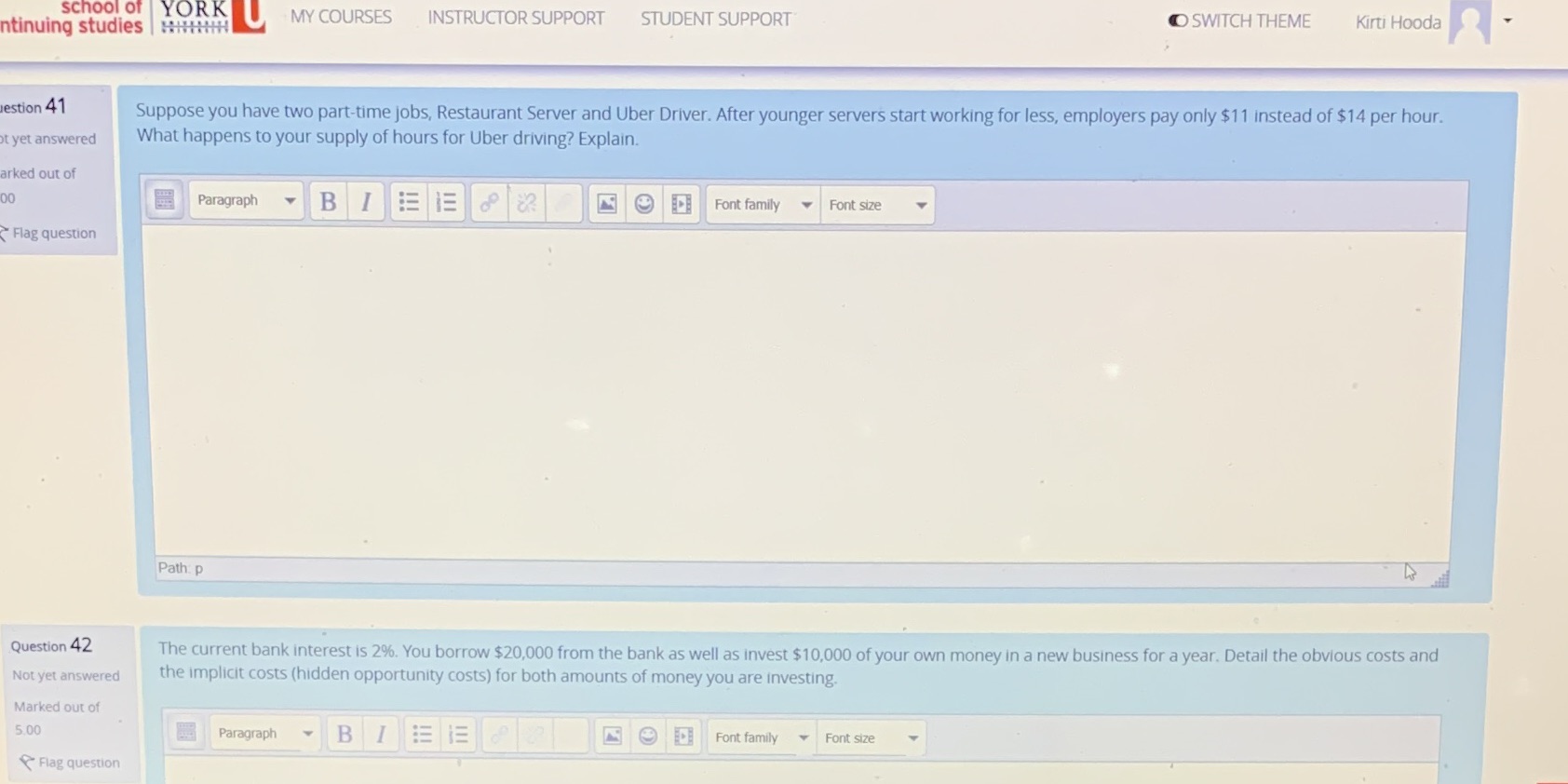 at a budget of $42, draw the demand curve for snorkelling. Plot