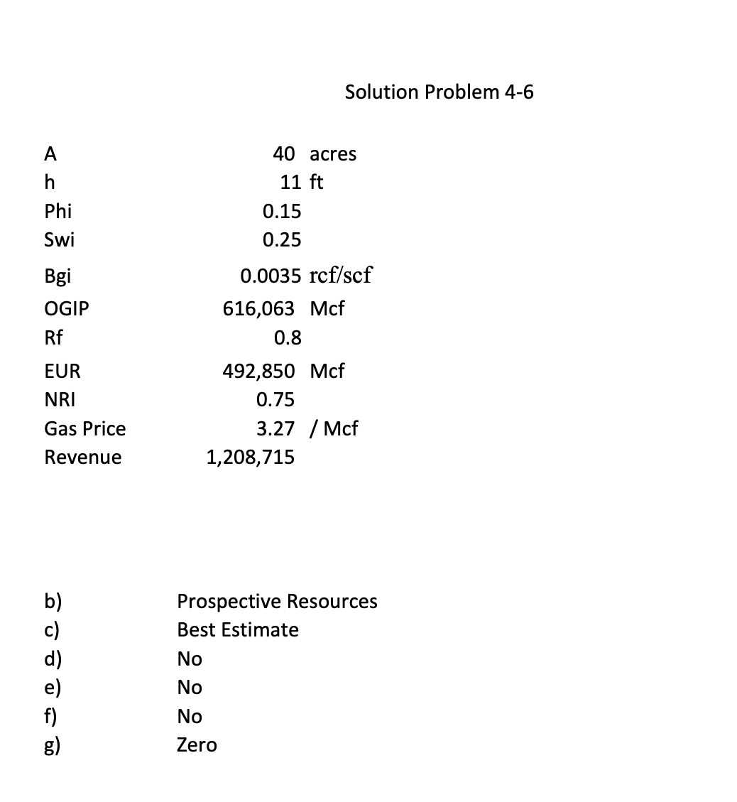  Solution Problem 4-6 A 40 acres h 11 ft Phi 0.15
