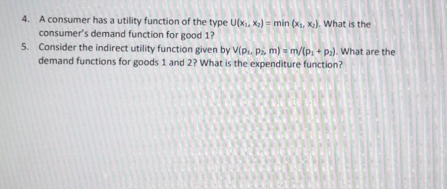  would appreciate the steps 4. A consumer has a utility function