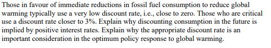 Those in favour of immediate reductions in fossil fuel consumption to reduce