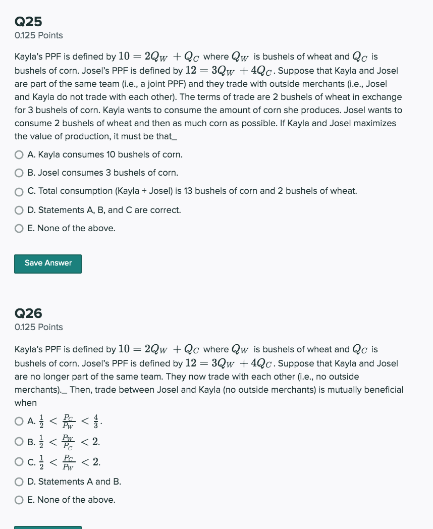 defined by 10 = 2Qw + Qc where Qw is bushels of