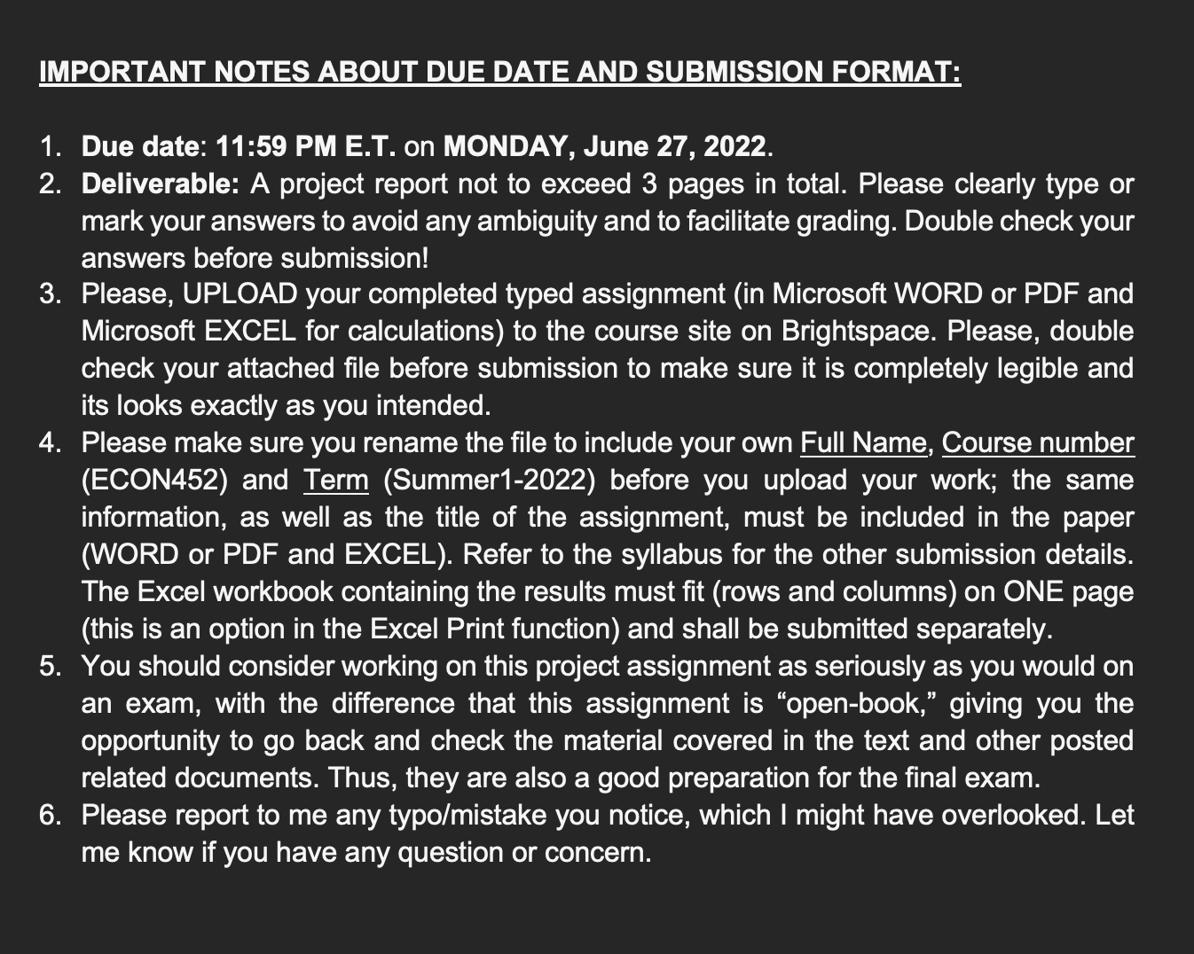  IMPORTANT NOTES ABOUT DUE DATE AND SUBMISSION FORMAT: . Due date: