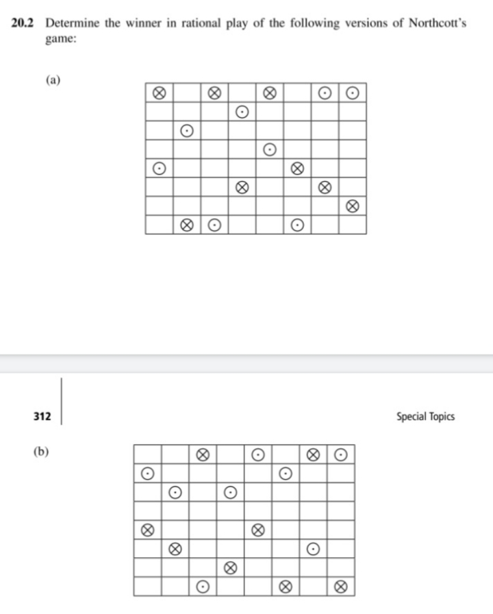 Determine the winner in rational play of the following versions of Northcott's
