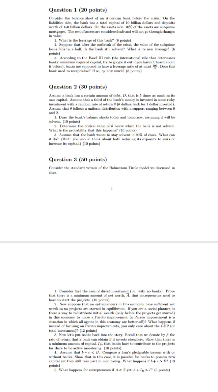 exercise leads you to go through the derivation of the bank run