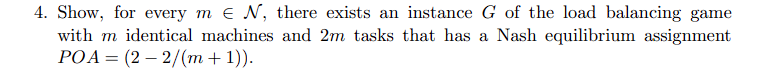 G of the load balancing game with m identical machines and 2m