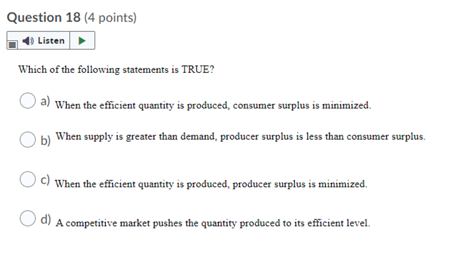 d) falls; increases Question 5 (4 points) () Listen Which factor will
