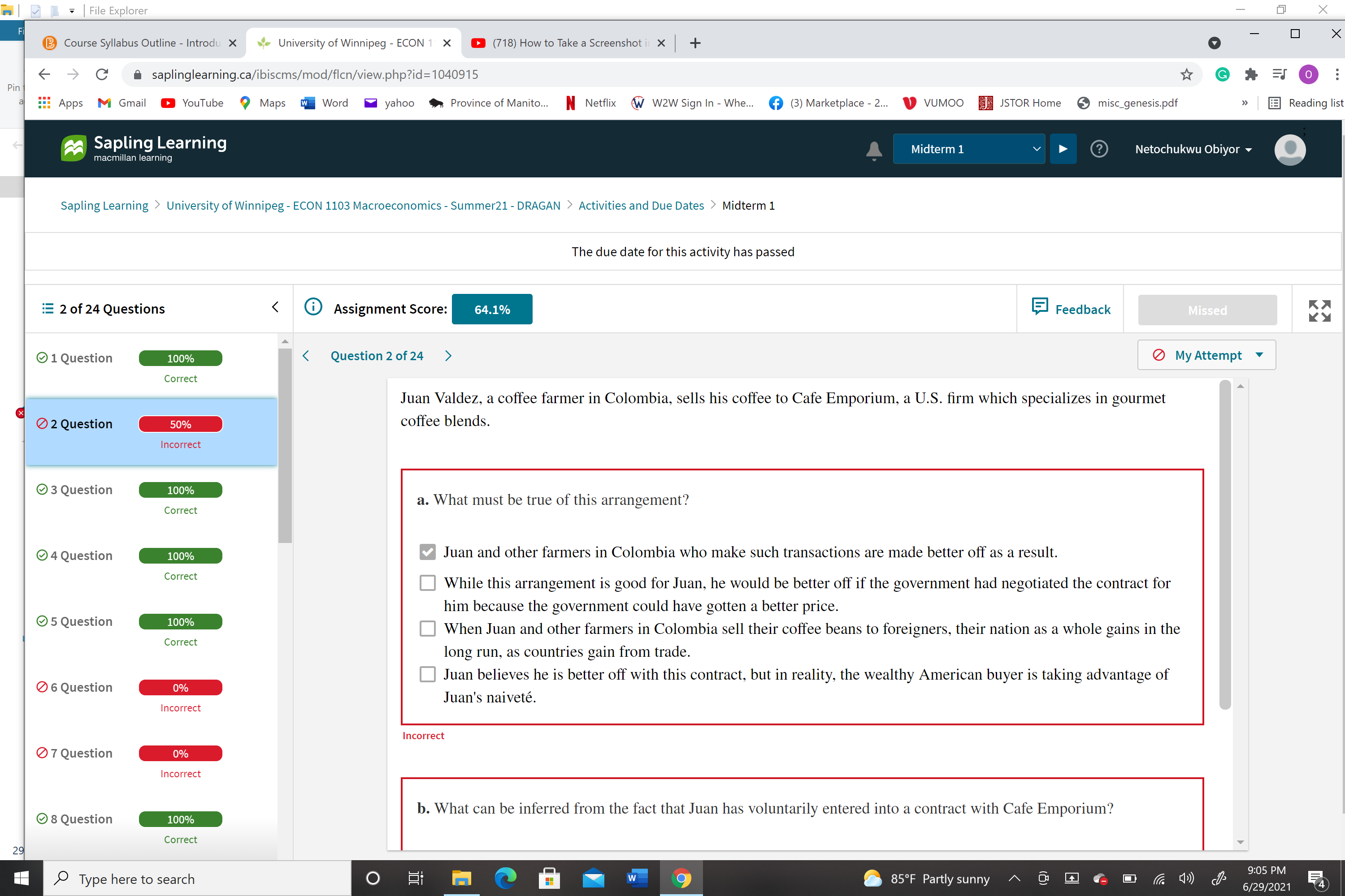 13 of 24 Questions Assignment Score: 64.1% Solution Solved Incorrect My Attempt