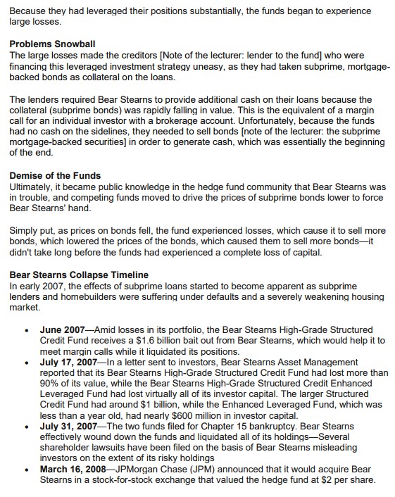 new context Read carefully the following article on Bear Stearns hedge funds