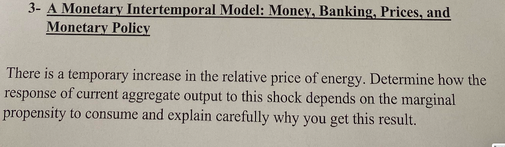 3- A Monetary Intertemporal Model: Money, Banking, Prices, and Monetary Policy