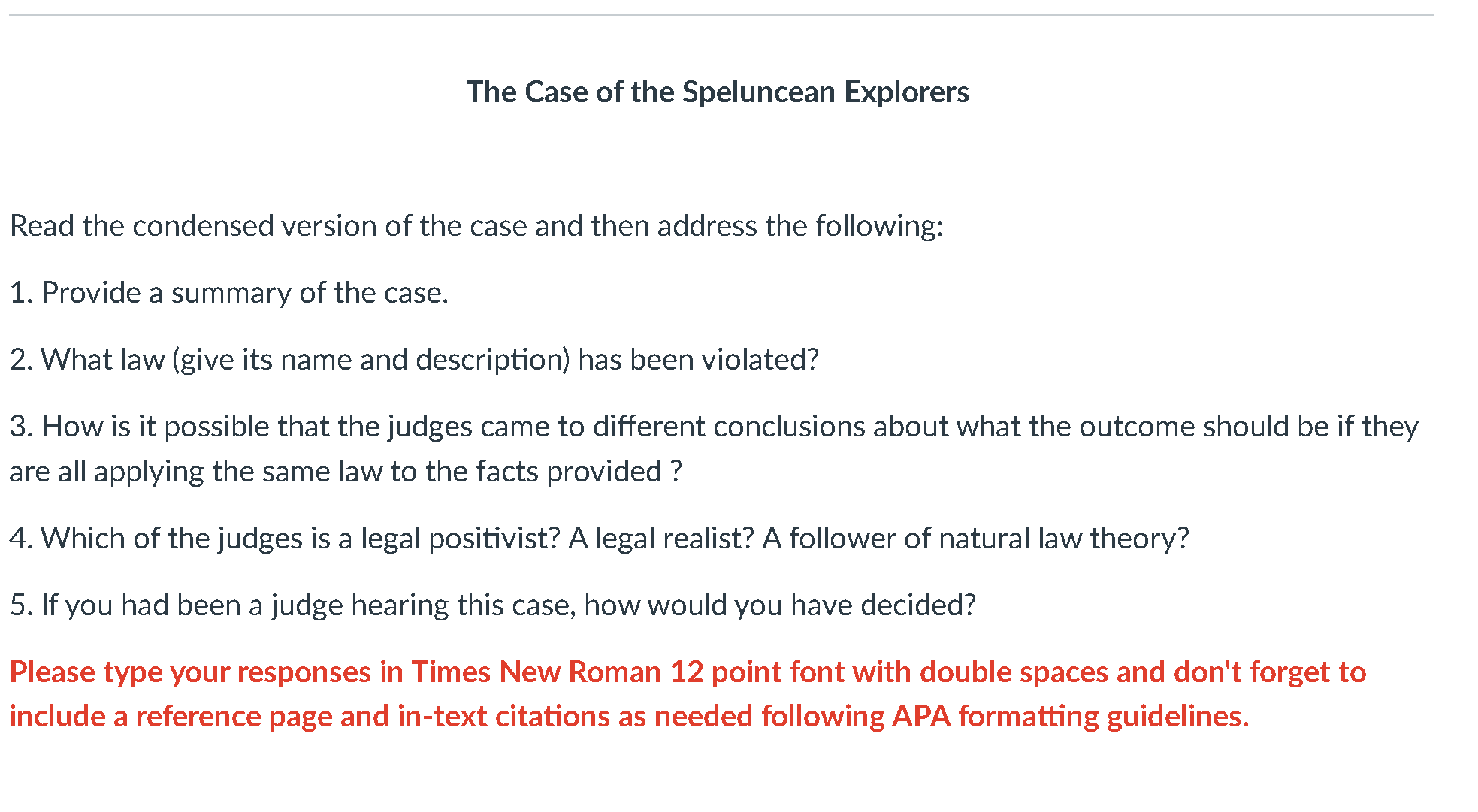 the case. 2. What law (give its name and description) has been