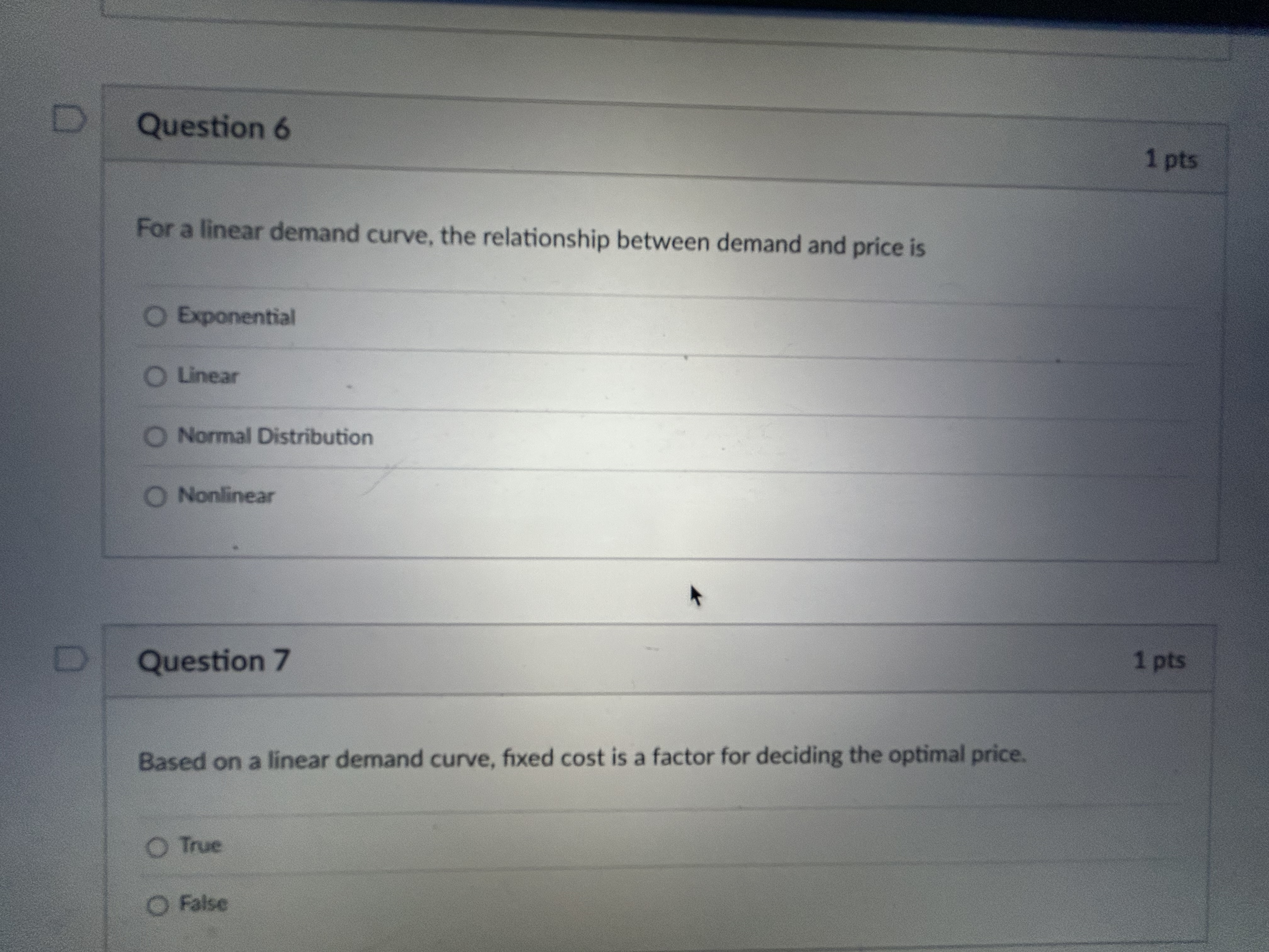 What's the answer for 6 and 7? D Question 6 1