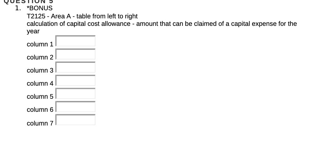 left to right calculation of capital cost allowance - amount that can