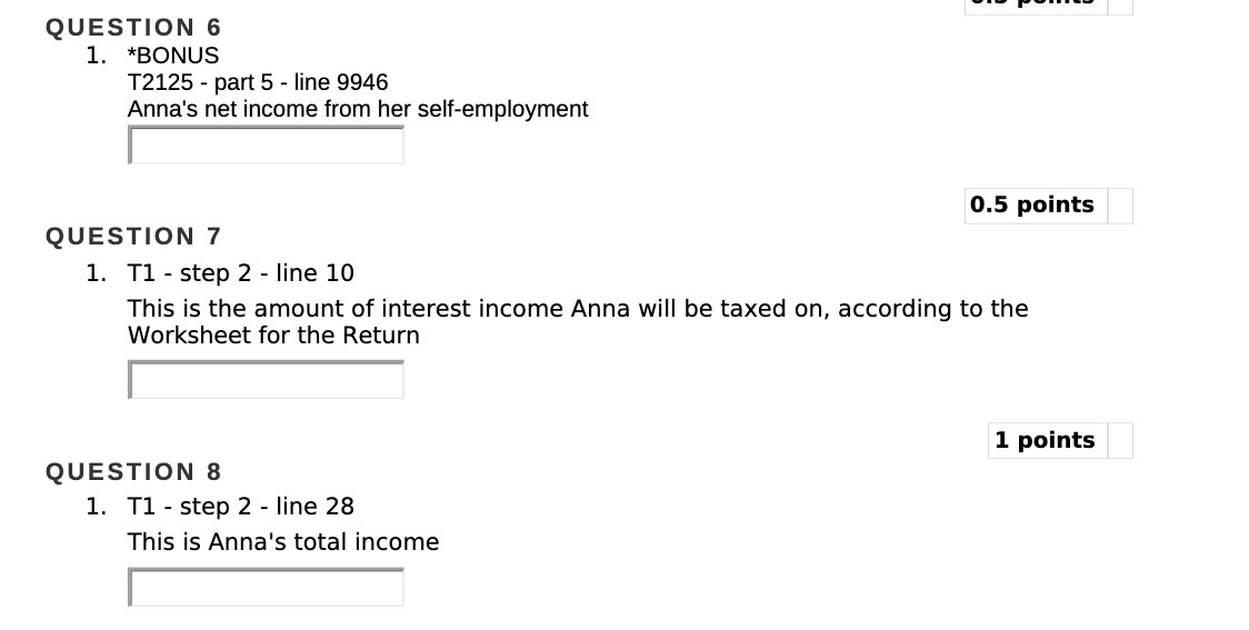1. *BONUS T2125 - part 5 - line 9946 Anna's net income