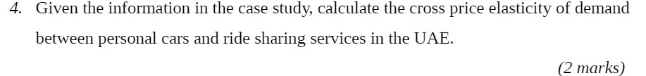 4. Given the information in the case study, calculate the cross