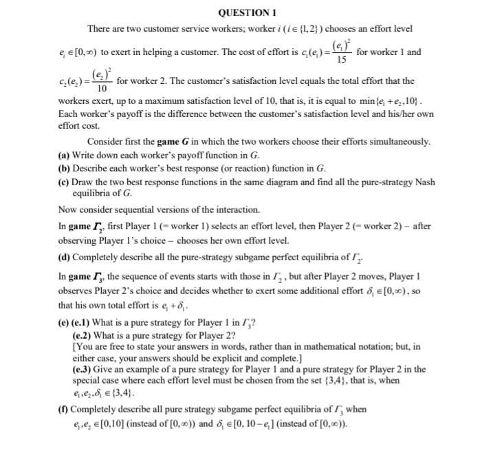 equals the total effort that the 10 workers exert, up to a