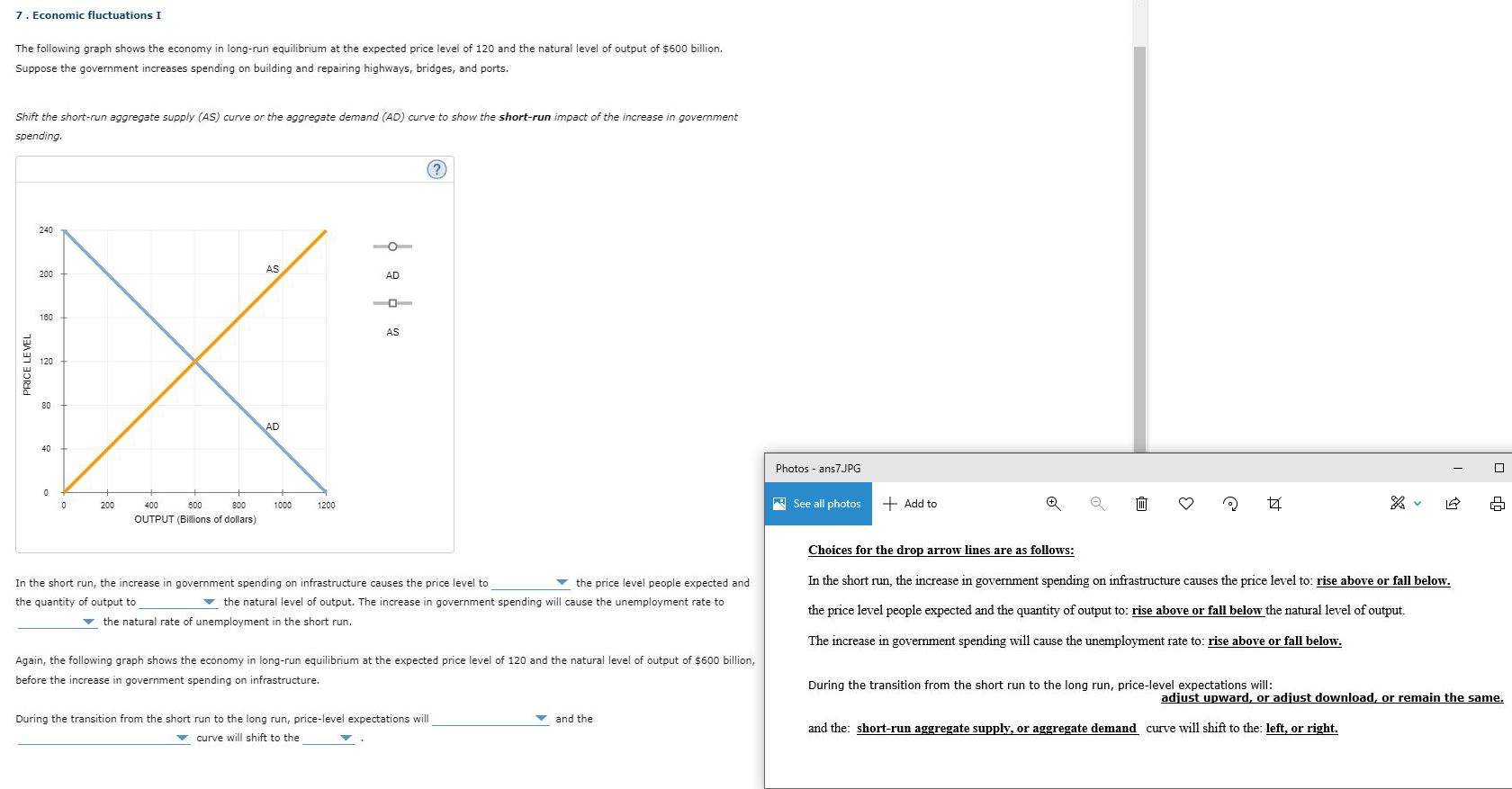 long-run equilibrium at the expected price level of 120 and the natural