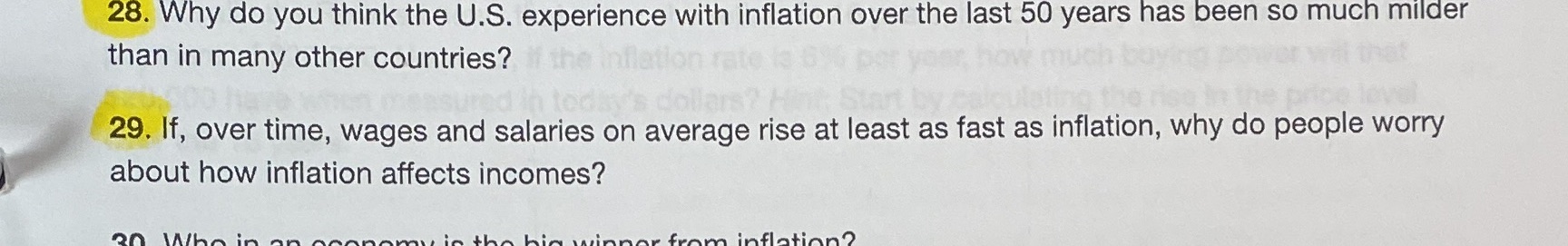  28. Why do you think the U.S. experience with inflation over
