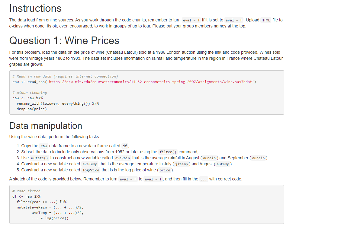 and code provided. Wines sold were from vintage years 1882 to 1983.