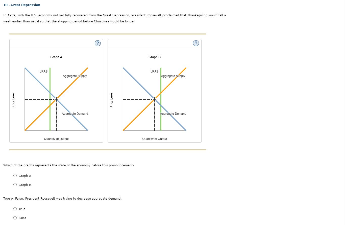 10 . Great Depression In 1939, with the U.S. economy not yet