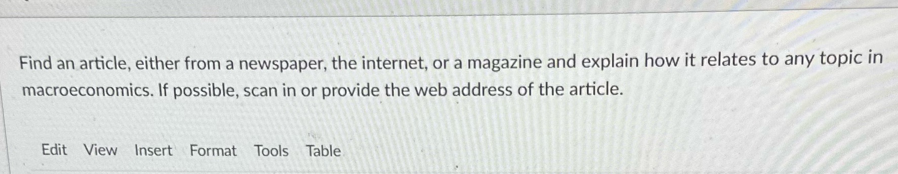 magazine and explain how it relates to any topic in macroeconomics. If