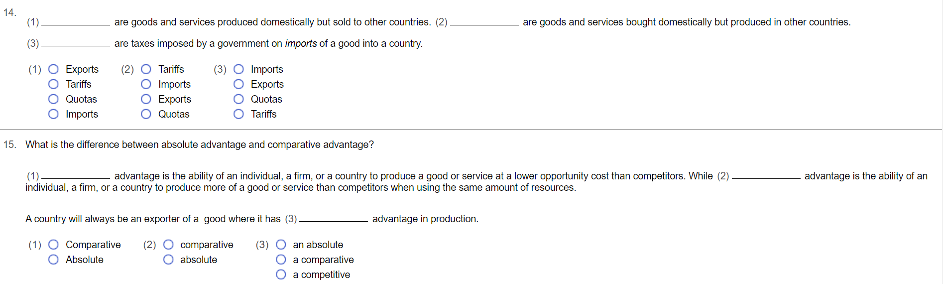 to other countries. (2) are goods and services bought domestically but produced