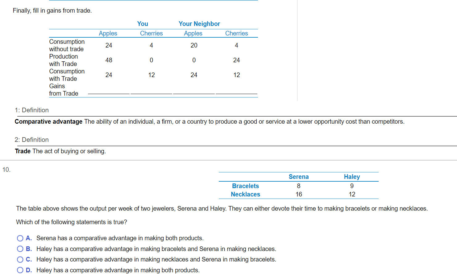 the difference between absolute advantage and comparative advantage? (1 ) advantage is
