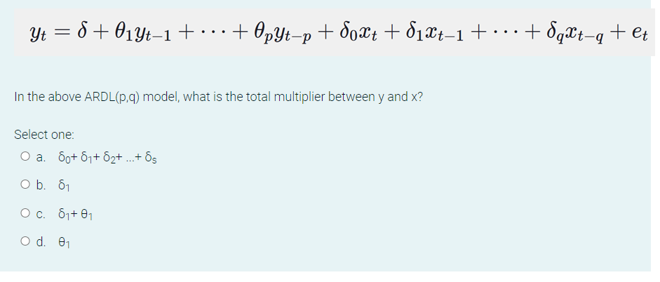 + doact + 61act-1+ . . . + dgact-q + et In