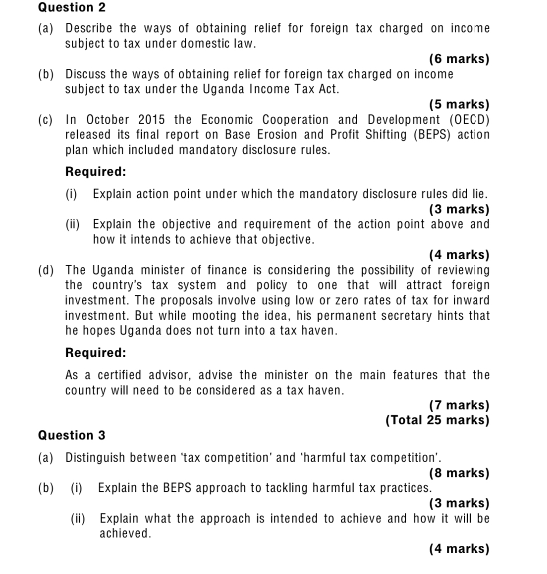 Answer the questions below Question 2 (a) (b) (C) (d) Describe
