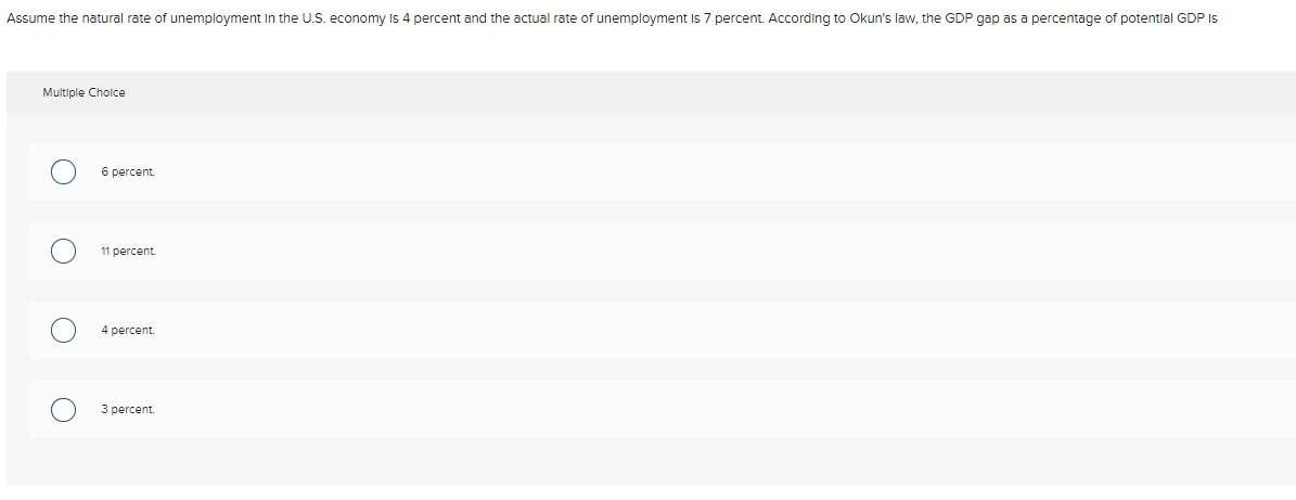 the ectual rete of unemployment 7 percent According to o Choice O