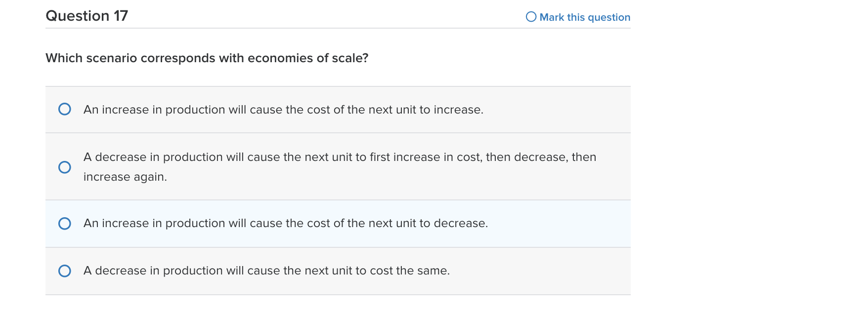 until total cost is at its lowest point Question 9 Which of