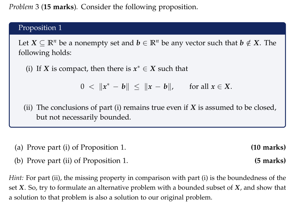 X g R" be a nonempty set and b E 1R\" be