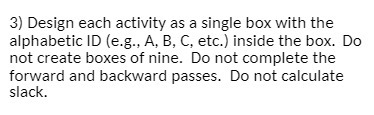  3) Design each activity as a single box with the alphabetic