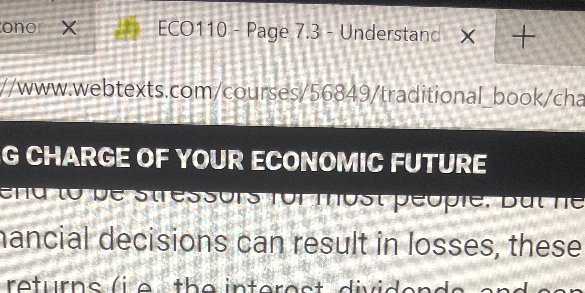 7.3 - Understand X /www.webtexts.com/courses/56849/traditional_book/cha G CHARGE OF YOUR ECONOMIC FUTURE CTIO