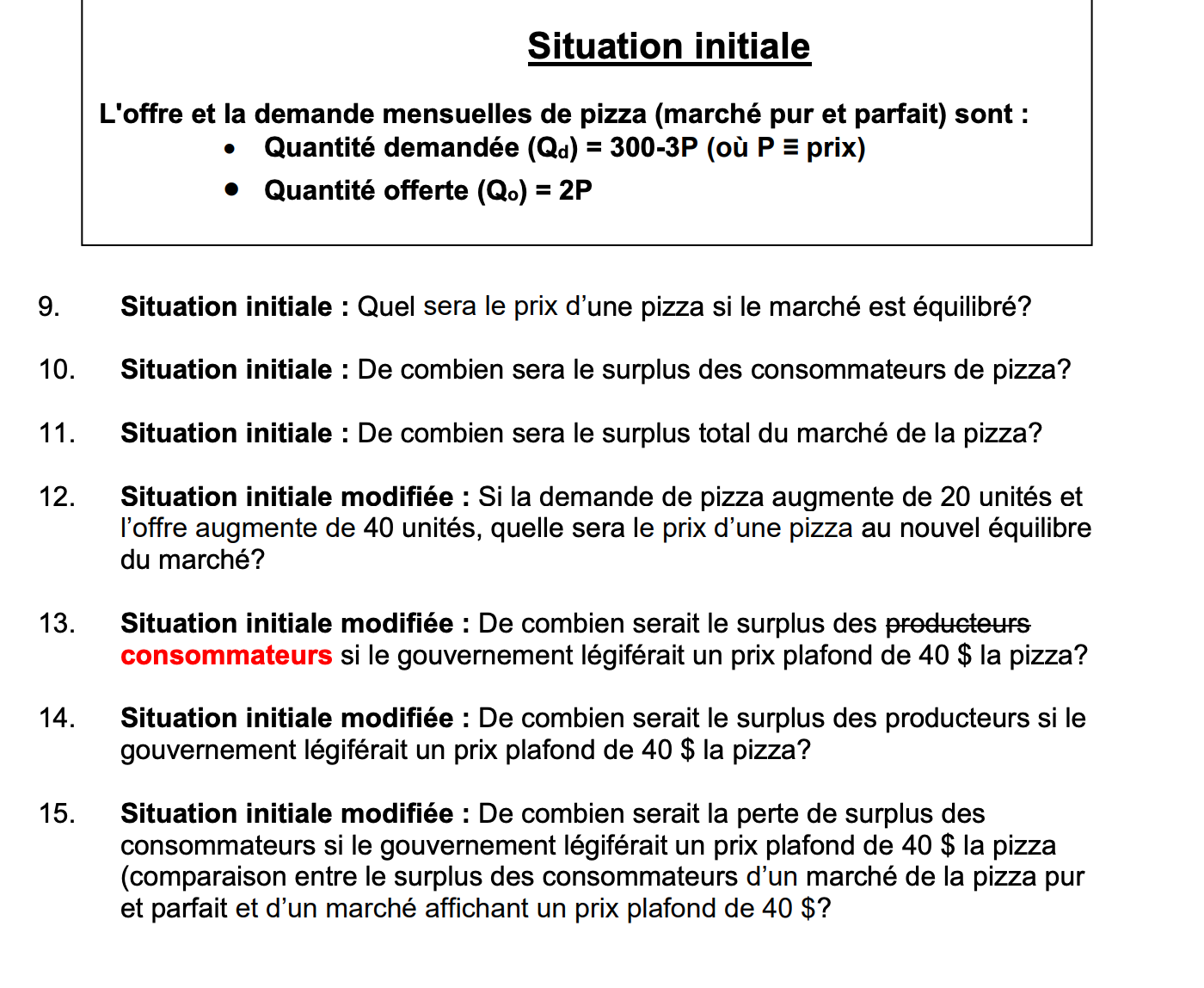 9. 10. 11. 12. 13. 14. 15. Situation initiale L'offre et la