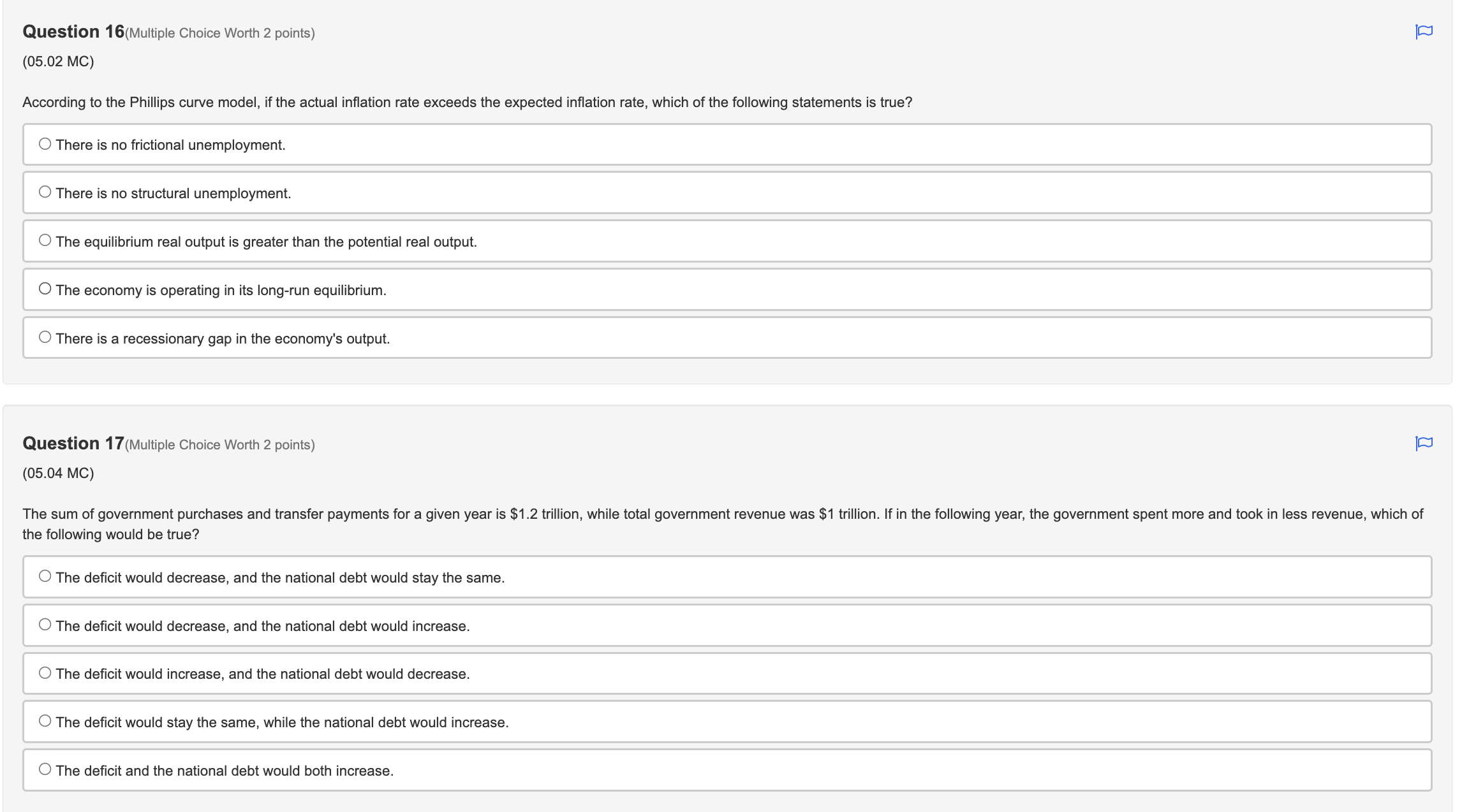 trade of any kind. Government spending $40 billion Government transfer payments $20