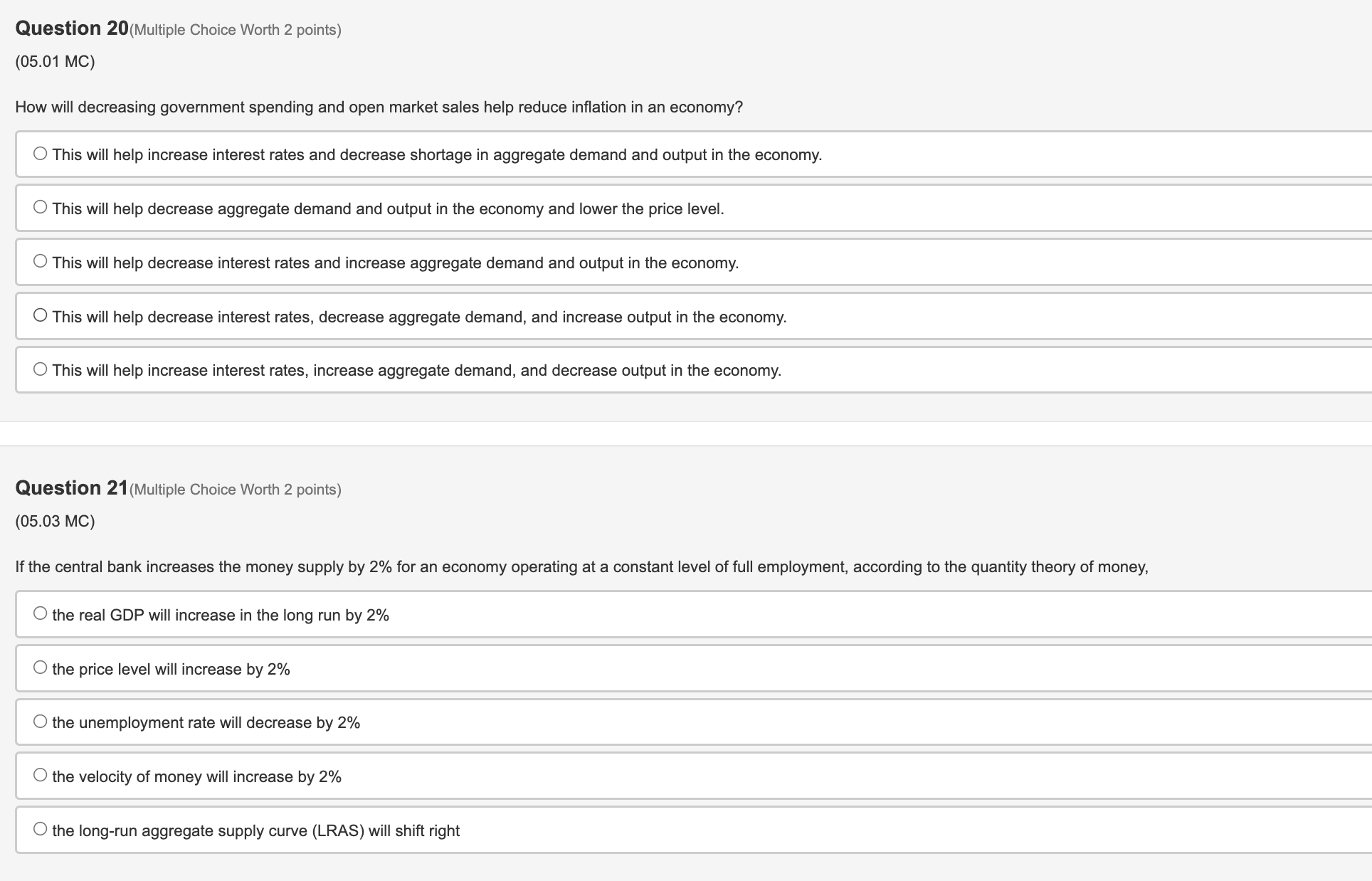 by 4%. Which of the following statements is true in the long